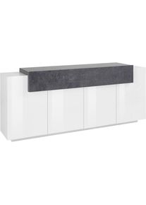 Home Affaire, Home Affaire Sideboard &raquo;Coro, Kommode, Schrank, Kredenz, grifflos mit Einlegeb&ouml;den&laquo; 1 Klappe,4 T&uuml;ren, Doppeltiefe, B/T/H 200x45x85,6cm, 