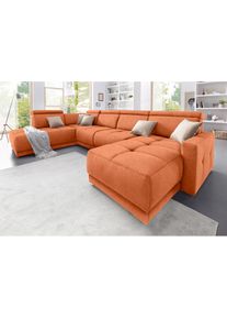 DOMO collection, DOMO collection Wohnlandschaft &raquo;Ava moderne Sitzheftung mit toller Doppelnaht, komfortabel, U-Form&laquo; mit Federkern, wahlweise mit 