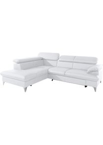 COTTA, COTTA Polstergarnitur &raquo;Caluso L-Form&laquo; Set bestehend aus: Ecksofa mit Kopfteilverstellung & Hocker, altwei&szlig;,, B/H/T: 256 cm