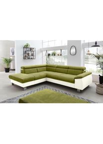 COTTA, COTTA Polstergarnitur &raquo;Komaris L-Form, B: 249 bzw. 100 cm (Set: Ecksofa & Hocker)&laquo; Set, mit Kopfteilverstellung, optional Bettfunktion, 
