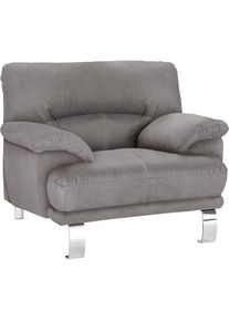 Trendmanufaktur, Trendmanufaktur Sessel &raquo;Cecilia II, Loungesessel in italienischem Design&laquo; breite und bequeme Armlehnen, silber, Microfaser Vintage (