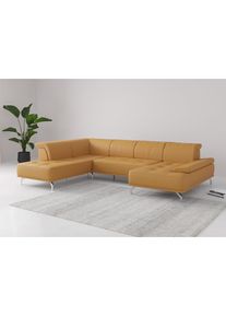 Home Affaire, Home Affaire Wohnlandschaft &raquo;Caluna&laquo; Inkl.Sitztiefenverstellung, wahlweise mit Kopf- und Armteilverstellung, curry, B/H/T: 334 cm x 81 