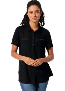 Damen Longbluse mit langen Seitenschlitzen schwarz