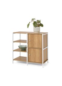 Tchibo - Commode &laquo; Grade &raquo; avec compartiments ouverts et 2 portes - blanc/marron