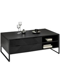 Ambia Home Couchtisch , Schwarz , Holz, Metall , Akazie , Hartholz , 2 Schublade(n) Schubladen , rechteckig , Kufe , 70x45x118 cm , Stauraum, rostfrei, offenes Fach , Wohnzimmer, Wohnzimmertische, Couchtische, Couchtische Metall