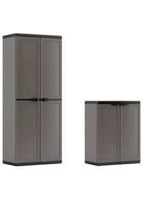 Keter Mehrzweckschrank , Anthrazit, Grau , Kunststoff , Uni , 4 F&auml;cher , 136x166x39 cm , stehend, stabil , Garderobe, Garderobenschr&auml;nke