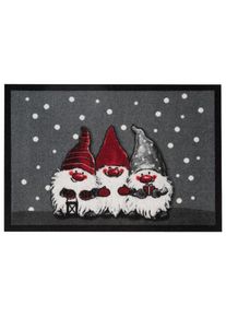 Hanse Home, Hanse Home Fussmatte &raquo;3 Zwerge, T&uuml;rmatte&laquo; rechteckig 7 mm H&ouml;he Schmutzfangmatte, Outdoor, Rutschfest, Weihnachten, Waschbar, Innen, grau, 