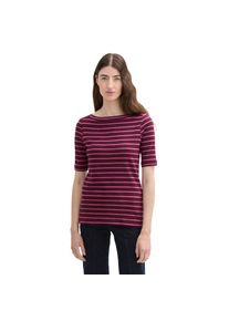 Tom Tailor, Unisex, Tom Tailor T-Shirt l&auml;ssige Streifenoptik, schwarz berry pink stripe, XXXL(46), Halbarmshirt von Tom Tailor