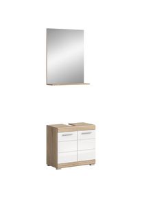 Welltime, Welltime Badm&ouml;bel-Set &raquo;Siena, 2 teilig, bestehend aus: Waschbeckenunterschrank, Spiegel&laquo; Set, TOPSELLER!, 2 Stk. tlg., eiche sonoma hell nb,