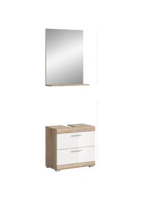 Welltime, Welltime Badm&ouml;bel-Set &raquo;Siena, 2 teilig, bestehend aus: Waschbeckenunterschrank, Spiegel&laquo; Set, TOPSELLER!, 2 Stk. tlg., eiche sonoma hell nb,