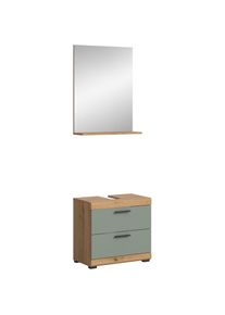 Welltime, Welltime Badm&ouml;bel-Set &raquo;Siena, 2 teilig, bestehend aus: Waschbeckenunterschrank, Spiegel&laquo; Set, TOPSELLER!, 2 Stk. tlg., artisan eiche nb, 