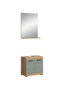 Welltime, Welltime Badm&ouml;bel-Set &raquo;Siena, 2 teilig, bestehend aus: Waschbeckenunterschrank, Spiegel&laquo; Set, TOPSELLER!, 2 Stk. tlg., artisan eiche nb, 