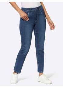 WITT Damen Jeans mit Kontraststickerei auf den Ges&auml;sstaschen, blue-stone-washed, Gr&ouml;&szlig;e 24, 99% Baumwolle, 1% Elasthan