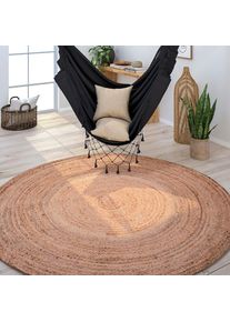 Paco Home, Teppich &raquo;Viborg 595&laquo; rund 13 mm H&ouml;he Jute, Modern, Boho, Handgefertigter Natur-Teppich, natur, Jute, 13 mm
