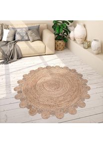 Paco Home, Teppich &raquo;Viborg 592&laquo; rund 13 mm H&ouml;he handgefertigter Natur-Teppich, Jute, Boho, Ethno, beige, Jute, 13 mm