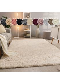 Paco Home, Hochflor-Teppich &raquo;Silky 591&laquo; rechteckig 37 mm H&ouml;he Uni-Farben, besonders weich und kuschelig, creme, Polyester, 37 mm