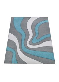 Paco Home, Teppich &raquo;Diamond 760&laquo; rechteckig 18 mm H&ouml;he Kurzflor, 3D-Design, modernes Wellen Muster, Kundenliebling, t&uuml;rkis, Kunstfaser, 18 mm