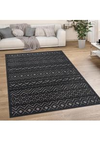 Paco Home, Teppich &raquo;Livorno 673&laquo; rechteckig 14 mm H&ouml;he Uni-Farben, Scandi, Rauten Muster, Hoch-Tief Effekt, Outdoor geeignet, anthrazit, Polypropylen,