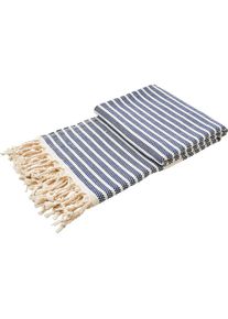 done., done. Plaid &raquo;Lounge Stripes&laquo; Leichtes Plaid mit geknoteten Fransen, navy, beige, Baumwolle