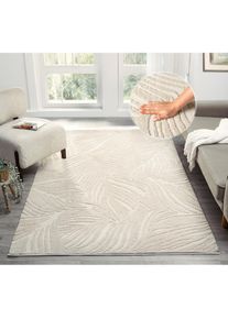 Goodproduct, GOODproduct Teppich &raquo;Samia, Hoch-Tief-Struktur&laquo; rechteckig 19 mm H&ouml;he leichter Glanz, Floral, Bl&auml;tter, Modern, Wohnzimmer, Schlafzimmer, 