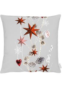 Apelt, Apelt Dekokissen &raquo;6204&laquo;, grau, rot, bedruckt, Baumwolle, 1 Stk.