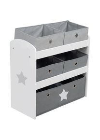 Roba, Roba Kinderregal &raquo;Stars, grau&laquo; inklusive 5 Stoffboxen in 2 Gr&ouml;ssen, grau, MDF, B/H/T: 64 cm x 67 cm x 30 cm