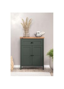 Home Affaire, Home Affaire Kommode &raquo;Vienna&laquo; 1 Stk. tlg. Kommode mit 2 T&uuml;ren, 1 Schubkasten & Soft-Close - (B/T/H) 77/39/102 cm, tannengr&uuml;n, eiche, FSC
