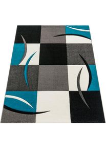 Paco Home, Teppich &raquo;Diamond 665&laquo; rechteckig 17 mm H&ouml;he Karo Muster, 3D-Design, auch als L&auml;ufer, Wohnzimmer, Schlafzimmer, t&uuml;rkis, Polypropylen (PP), 