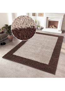 Goodproduct, GOODproduct Hochflor-Teppich &raquo;Liams&laquo; rechteckig 30 mm H&ouml;he mit Bord&uuml;re, besonders weich und kuschelig, Wohnzimmer, Schlafzimmer, taupe, 