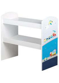 Roba, Roba Kinderregal &raquo;Rennfahrer, bunt&laquo; inklusive 5 Stoffboxen in 2 Gr&ouml;ssen, bunt, MDF, B/H/T: 64 cm x 67 cm x 30 cm