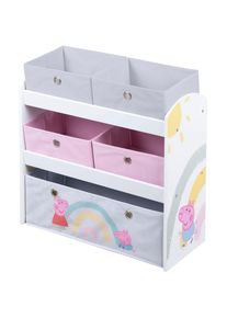Roba, Roba Kinderregal &raquo;Peppa Pig, weiss&laquo; inklusive 5 Stoffboxen in 2 Gr&ouml;ssen, wei&szlig;, MDF, B/H/T: 64 cm x 60 cm x 30 cm