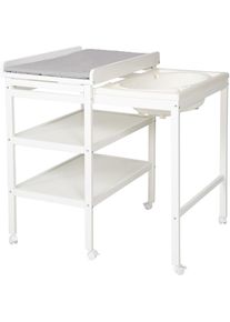 Roba, Roba Bade- und Wickelregal &raquo;Style, Baby Pool, weiss&laquo; bis 11 kg inkl. herausziehbarer Badewanne und Wickelauflage silbergrau 58 cm, wei&szlig;, 