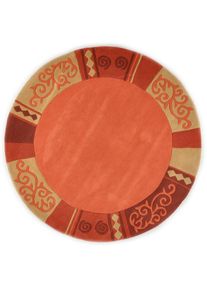 Theko, Theko Wollteppich &raquo;Ambadi&laquo; rund 14 mm H&ouml;he reine Schurwolle, handgetuftet, mit Bord&uuml;re, modern, terrakotta, Schurwolle, 14 mm