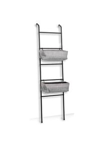 zeller Present, Dekoablage &raquo;Leiter-Regal m. 2 K&ouml;rben, Metall, schwarz/grau&laquo; Industrial Design, Metall, schwarz, Metall, B/H/T: 43 cm x 168 cm x 23 cm