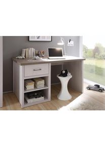 Begabino, Kinderschreibtisch &raquo;Luca&laquo; Jugendschreibtisch, Schreibtisch, pinienfarben wei&szlig;, tr&uuml;ffelfarben, B/H/T: 141 cm x 77 cm x 81 cm