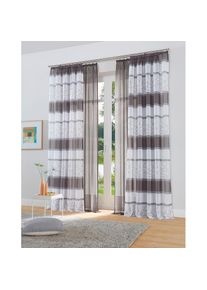 my home, my home Gardine &raquo;Napala&laquo; Kr&auml;uselband 2 Stk. tlg. Vorhang, 2-er Set, Fertiggardine, transparent, Querstreifen, grau, Voile, Polyester