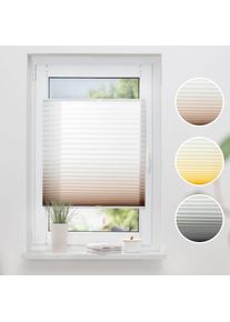 K-home, K-home Plissee &raquo;Farbverlauf Sunrise&laquo; Lichtschutz ohne Bohren verspannt, braun, wei&szlig;, Obermaterial: 100% Polyester