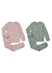 Tchibo - 2 Kinder-Pyjama-Sets - Gr. 110/116 - rosa/print