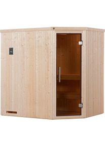 Weka Sauna &raquo;Varberg&laquo;, (Set), 7, 5 kW Bio-Ofen mit digitaler Steuerung beige natur
