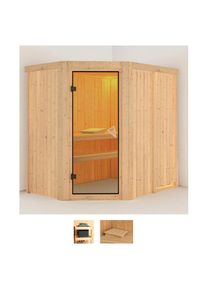 Karibu Sauna &raquo;Clara&laquo;, (Set), ohne Ofen beige naturbelassen