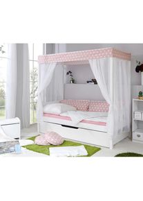 Ticaa Himmelbett &raquo;Lino&laquo; wei&szlig; Kiefer massiv wei&szlig; gewachst