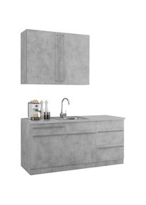 Wiho-K&uuml;chen WIHO K&Uuml;CHEN K&uuml;che &raquo;Chicago&laquo;, wahlweise mit E-Ger&auml;ten, Breite 180 cm grau Betonfarben + Playa Grau + Betonfarben