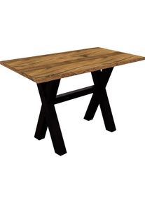 M&auml;usbacher M&Auml;USBACHER Bartisch, Gestell in X-Form (Breite 120, 140 oder 160 cm) schwarz schwarzstahl/plankeneichefarben + schwarzstahl