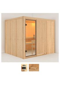 Karibu Sauna &raquo;Gitte&laquo;, (Set), ohne Ofen beige naturbelassen