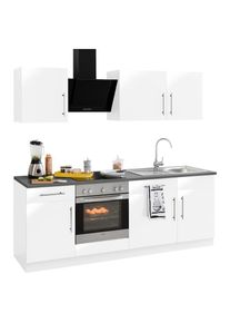 Wiho-K&uuml;chen WIHO K&Uuml;CHEN K&uuml;chenzeile &raquo;Cali&laquo;, ohne E-Ger&auml;te, Breite 220 cm grau made_in_germany Wei&szlig; Glanz/Granitgrau