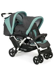 CHIC 4 BABY CHIC4BABY Geschwisterwagen &raquo;Duo, melange mint&laquo;, mit feststellbaren Doppelschwenk-Vorderr&auml;dern gr&uuml;n Kinderwagen