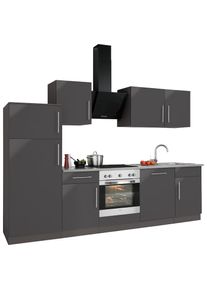 Wiho-K&uuml;chen WIHO K&Uuml;CHEN K&uuml;chenzeile &raquo;Cali&laquo;, mit E-Ger&auml;ten, Breite 280 cm grau made_in_germany Anthrazit Glanz
