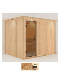 Karibu Sauna &raquo;Gitte&laquo;, (Set), ohne Ofen beige naturbelassen