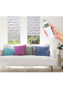 GOOD LIFE Elektrisches Rollo &raquo;Wave - SMART HOME&laquo;, Lichtschutz, ohne Bohren, mit Fernbedienung grau hellgrau/wei&szlig; + wei&szlig;