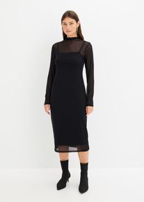 Jerseykleid mit Mesh in schwarz, Gr&ouml;sse 40/42 (M), bonprix